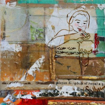 Painting La voie du thé by Sablyne | Painting Raw art Acrylic Portrait