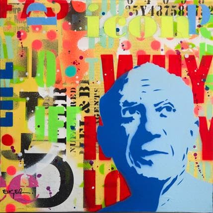 Peinture Blue Pablo par Euger Philippe | Tableau Pop-art Acrylique, Graffiti Icones Pop