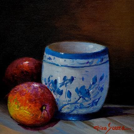 Peinture Pessego suolento par Chico Souza | Tableau Figuratif Huile Natures mortes