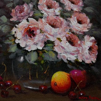 Peinture Cerejas par Chico Souza | Tableau Figuratif Huile Natures mortes