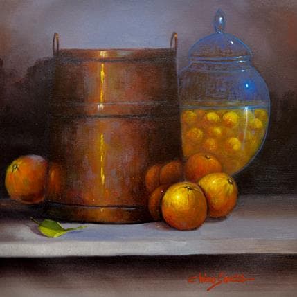 Peinture Dolce de pêssego par Chico Souza | Tableau Figuratif Huile Natures mortes