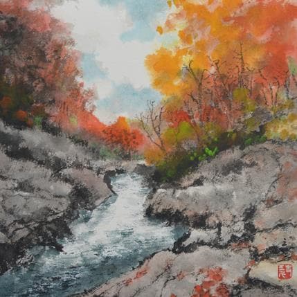 Peinture Autumn touch par Sanqian | Tableau Figuratif Paysages