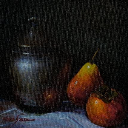 Peinture Pear and silver par Chico Souza | Tableau Figuratif Huile Natures mortes