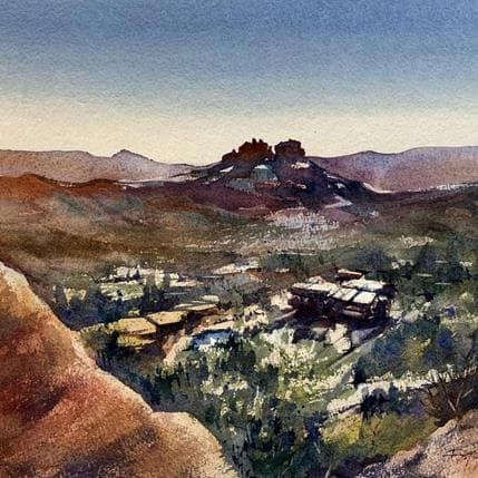 Peinture Sedona par Seruch Capouillez Isabelle | Tableau Figuratif Aquarelle Paysages, Urbain