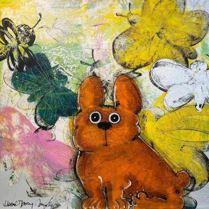 Painting Frenchie Flies by Maury Hervé | Painting Naive art Animals