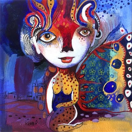 Peinture Dans tes yeux innocents par Ketfa Laure | Tableau Art Singulier Acrylique Portraits