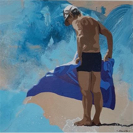 Peinture Serviette outre atlantique par Sand | Tableau Figuratif Acrylique Scènes de vie