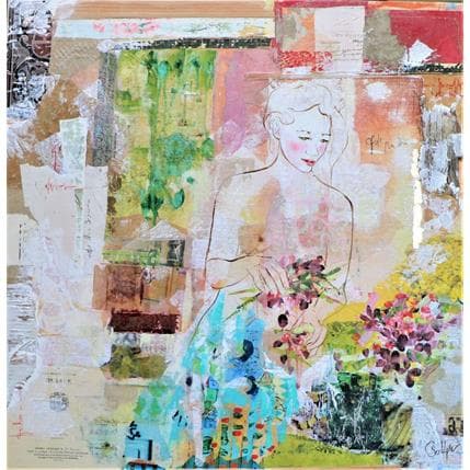 Painting Amie la rose by Sablyne | Painting Raw art Acrylic Portrait