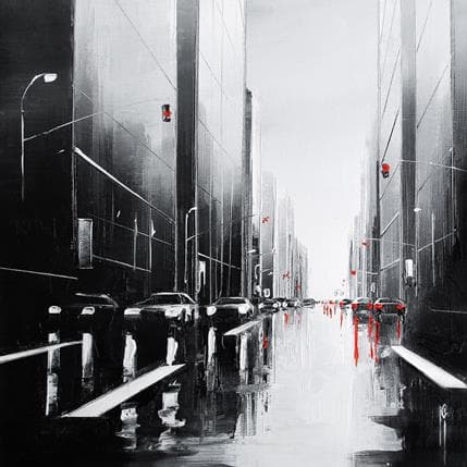 Peinture La ligne blanche par Galloro Maurizio | Tableau Figuratif Huile Vues urbaines