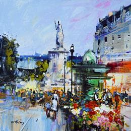 Pintura Place de la République Paris por Frédéric Thiery | Pintura Figurative Acrylic Urban