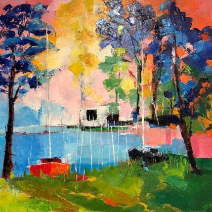 Peinture L'abri vert par Menant Alain | Tableau Figuratif Acrylique Marine