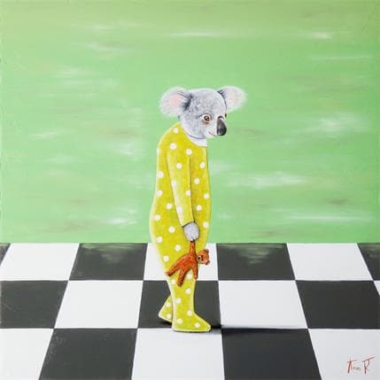 Peinture MON NOUNOURS TOU2 par Ann R | Tableau Art naïf Huile Animaux, Scènes de vie