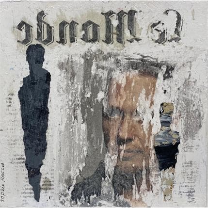 Peinture ECOUTONS LE MONDE par Rocco Sophie | Tableau Abstrait Acrylique, Collage, Huile, Sable minimaliste