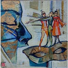 Pintura Au bal por Machi | Pintura Figurative Acrylic, Oil Life style