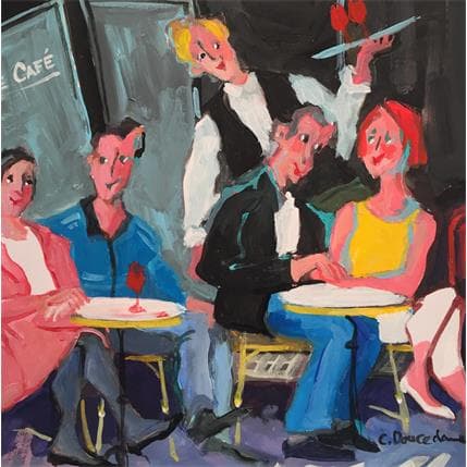 Peinture Le café par Doucedame Christine | Tableau Figuratif Acrylique Scènes de vie