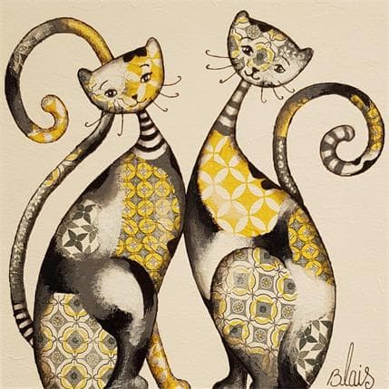 Peinture Chats 1 par Blais Delphine | Tableau  Acrylique