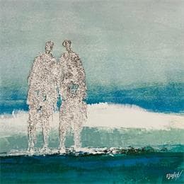 Painting Face à l'infini by Escolier Odile | Painting Figurative Acrylic Landscapes