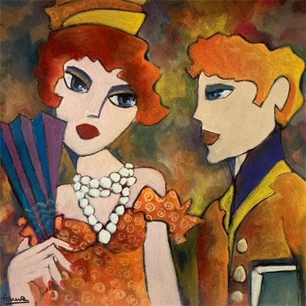 Peinture Femme à l'éventail par Fauve | Tableau Figuratif Acrylique Portraits, Scènes de vie