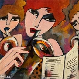 Peinture Les triplettes par Fauve | Tableau Figuratif Acrylique Portraits, Scènes de vie