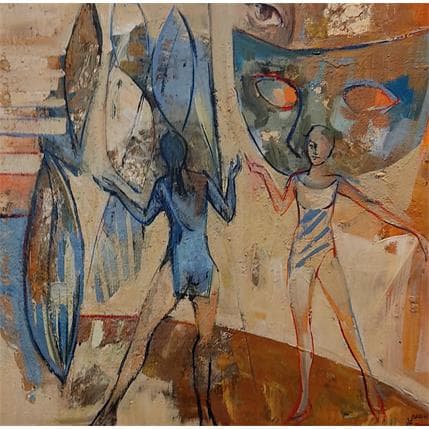 Painting Le masque by Machi | Painting Figurative Acrylic, Oil Life style