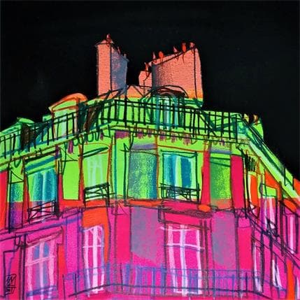 Peinture Nocturne par Anicet Olivier | Tableau Figuratif Acrylique Urbain