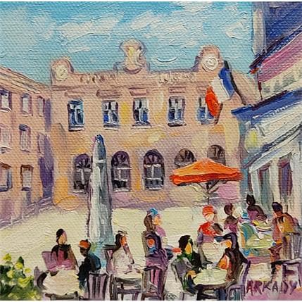 Peinture L'ambiance sur les terrasses par Arkady | Tableau  Huile