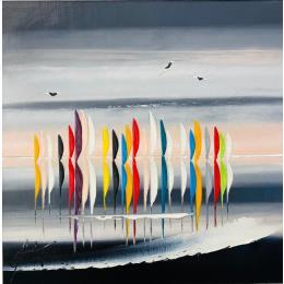 Pintura l'horizon avec toi por Fonteyne David | Pintura Figurative Acrylic, Oil Marine