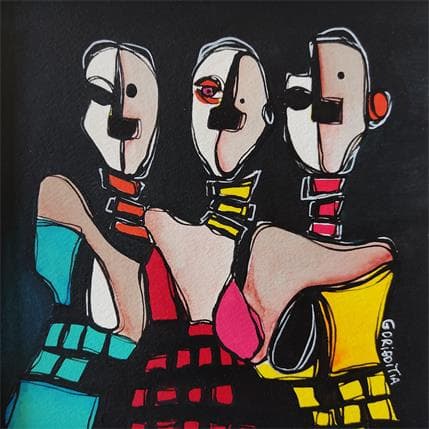 Peinture Las tres calvas par Gorigoitia Karla  | Tableau Art Singulier Portraits