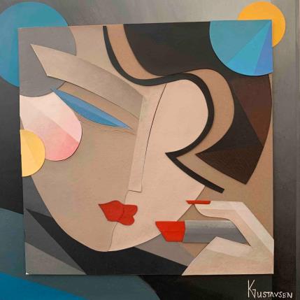 Peinture Lipstick par Gustavsen Karl | Tableau Figuratif Bois, Carton, Collage Portraits