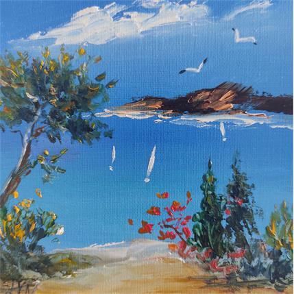Peinture Flots Bleus par Lyn | Tableau Figuratif Huile Paysages