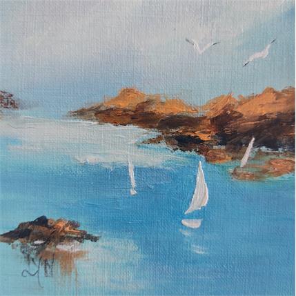 Peinture Les voiles blanches par Lyn | Tableau Figuratif Huile Paysages