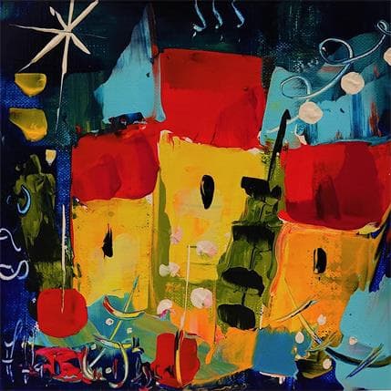 Painting BONHEUR IN BLUE by Bastide d´Izard Armelle | Painting Abstract Acrylic Urban