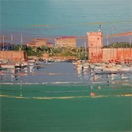 Pintura Reflets du Vieux-Port por Corbière Liisa | Pintura Figurative Oil Landscapes, Marine