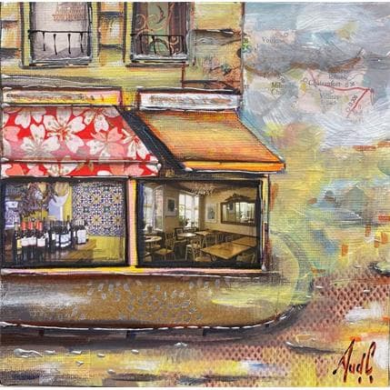 Peinture Café parisien par Aud C | Tableau Figuratif Scènes de vie, Urbain