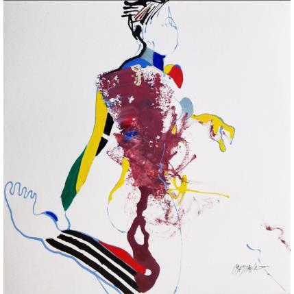 Peinture La course rayée par Cressanne | Tableau Art Singulier Acrylique Nu