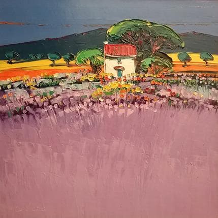 Painting Le petit lubéron en juillet by Corbière Liisa | Painting Figurative Oil Landscapes