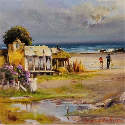 Peinture Caseta pescadores par Cabello Ruiz Jose | Tableau Figuratif Huile Paysages