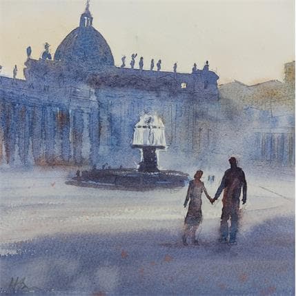 Peinture Vatican mist par Jones Henry | Tableau Figuratif Aquarelle scènes de vie