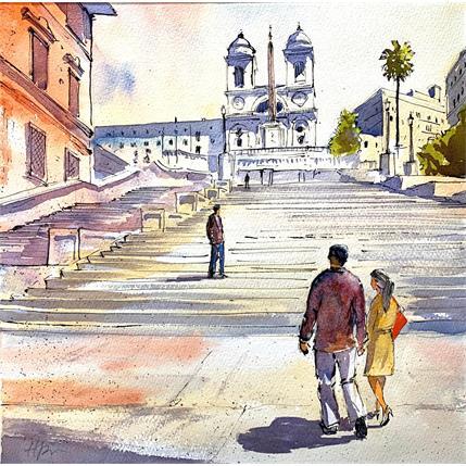 Painting Spanish steps by Jones Henry | Painting  Watercolor