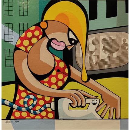 Peinture LE MARI SPORTIF par Lopez Alfredo | Tableau Figuratif Acrylique scènes de vie