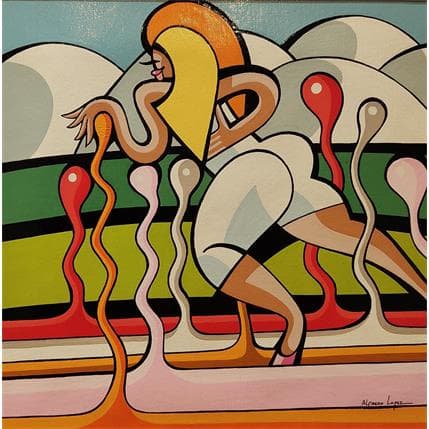 Peinture LES NOUVEAUX PAYSANS par Lopez Alfredo | Tableau Figuratif Acrylique scènes de vie