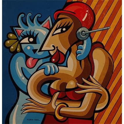 Peinture LE VIRTUEL REEL par Lopez Alfredo | Tableau Figuratif Acrylique scènes de vie