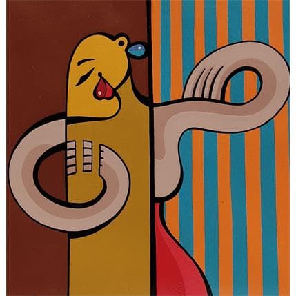 Peinture LE RIDEAU DE DOUCHE par Lopez Alfredo | Tableau Figuratif Acrylique scènes de vie