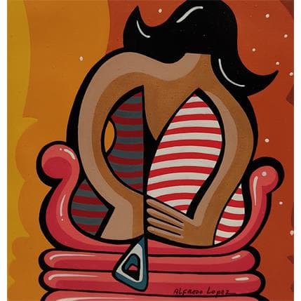 Peinture LA ROBE DE L'ETE DERNIER par Lopez Alfredo | Tableau Figuratif Acrylique scènes de vie