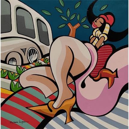 Peinture SOUVENIR DE L'INSOUCIANCE par Lopez Alfredo | Tableau Figuratif Acrylique scènes de vie