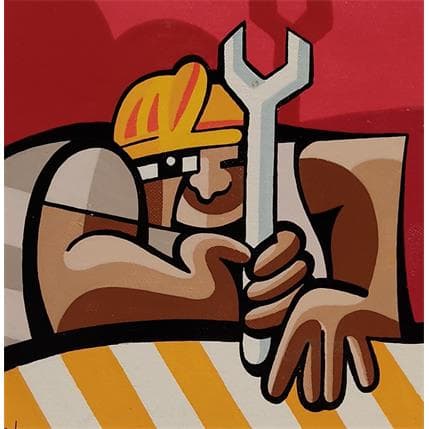 Peinture LE POUVOIR DU PLOMBIER par Lopez Alfredo | Tableau Figuratif Acrylique scènes de vie