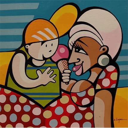 Peinture LE TEMPS DES BONHEURS SIMPLES par Lopez Alfredo | Tableau Figuratif Acrylique scènes de vie