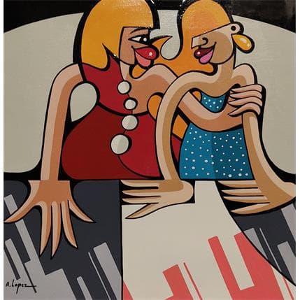 Peinture PASSATION MERE FILLE par Lopez Alfredo | Tableau Figuratif Acrylique scènes de vie