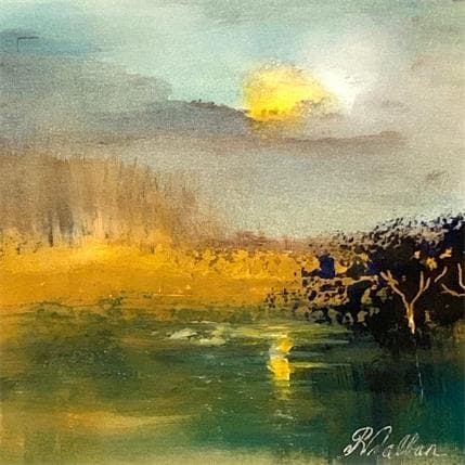 Peinture Le soir par Dalban Rose | Tableau Art Singulier Huile Paysages