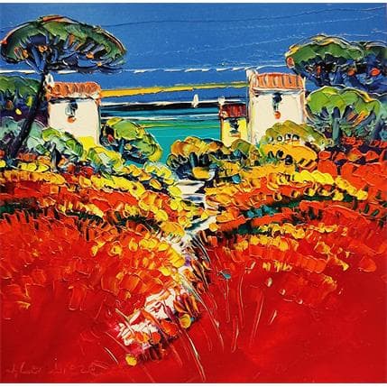 Painting Chemin de la plage by Corbière Liisa | Painting Figurative Oil Landscapes